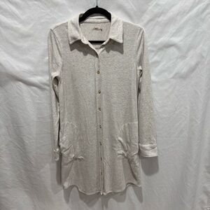 Faherty Shirt Dress Button Down Neutral Sustainable‎ S Casual Minimalist Stretch